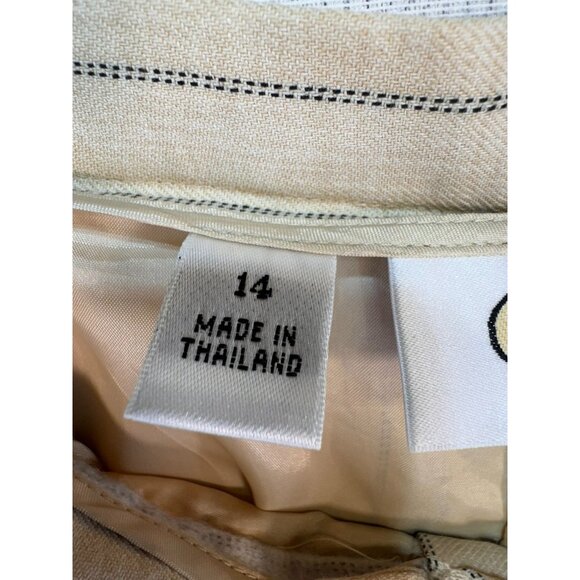 Vintage Talbots Womens Pinstripe Wool Blend Trousers Size 14 Beige Lined - Picture 3 of 15